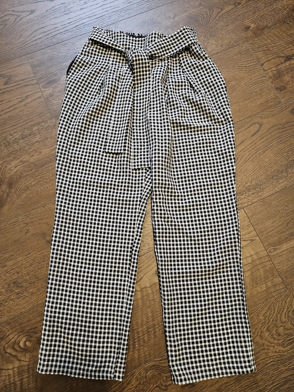 Sienna Sky Black & White Gingham Paperbag Waist Chinos